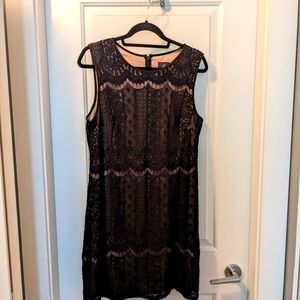 Adrianna Papell black lace slip dress